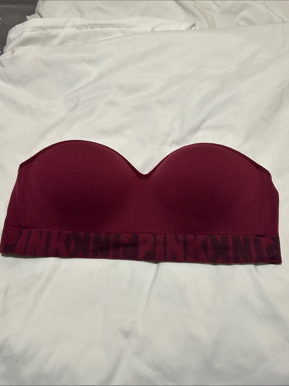 PINK Victoria's Secret Strapless Longline Bandeau - Burgundy